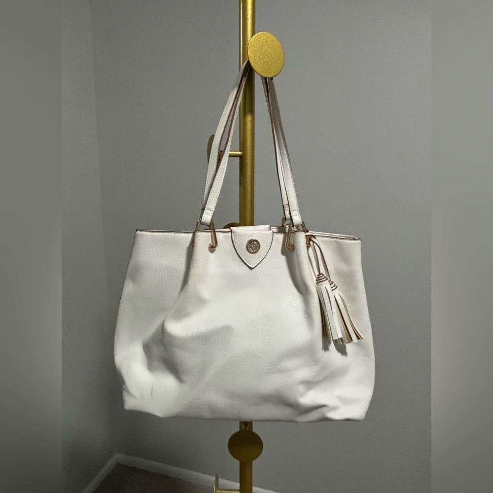Anne Klein White Tote with Tassel